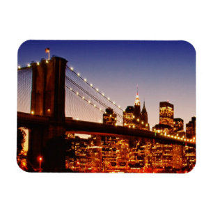 Imán Paisaje urbano de Nueva York con el puente sobre