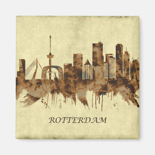 Imán Paisaje urbano de Rotterdam Países Bajos (Frente)
