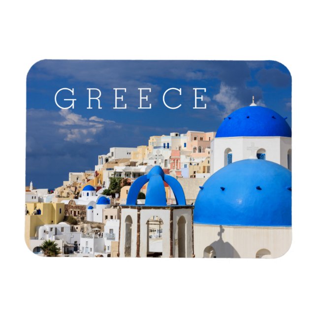 Imán Paisaje urbano de Santorini, Grecia (Horizontal)
