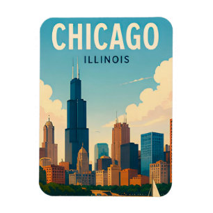 Imán Paisaje urbano del centro de Chicago Illinois junt