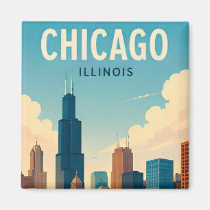 Imán Paisaje urbano del centro de Chicago Illinois junt