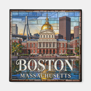 Imán Paisaje urbano histórico de Boston en vidrio emplo