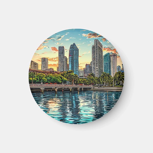 Imán Paisaje urbano moderno de Singapur (Frente)