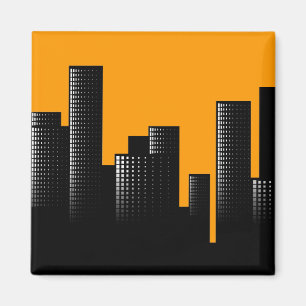 Imán paisaje urbano naranja