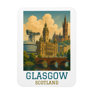 Imán Paisaje urbano retro vintage Glasgow Escocia Viaje