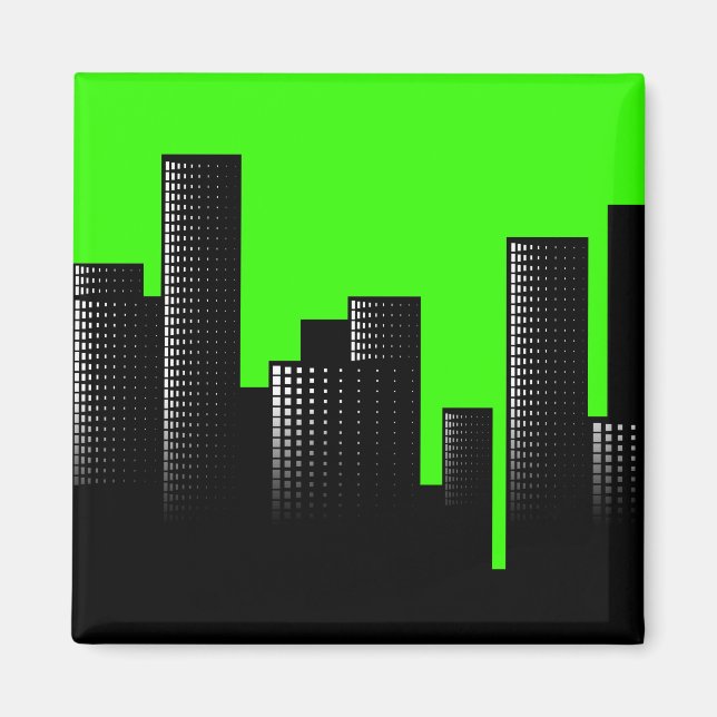Imán paisaje urbano verde (Frente)