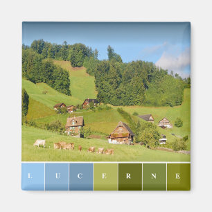 Imán Paisaje veraniego en Suiza