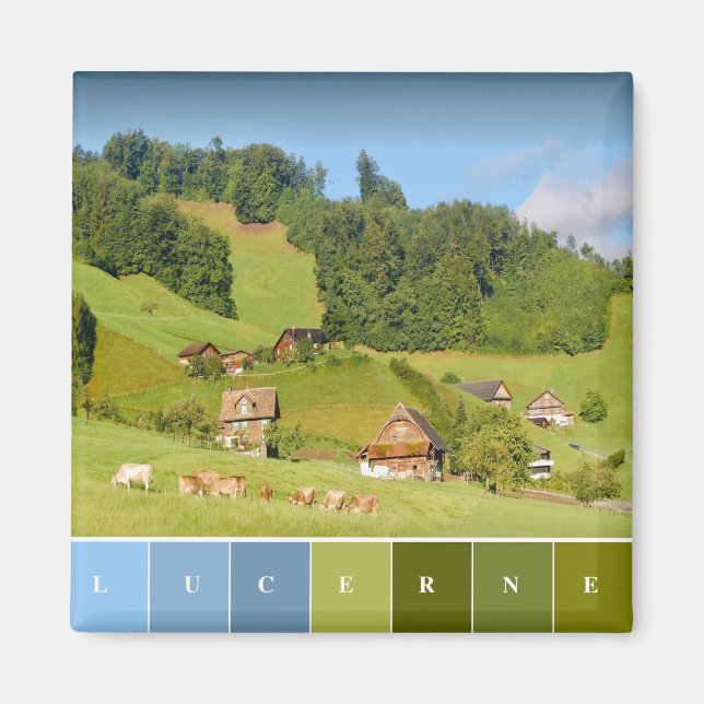 Imán Paisaje veraniego en Suiza (Frente)