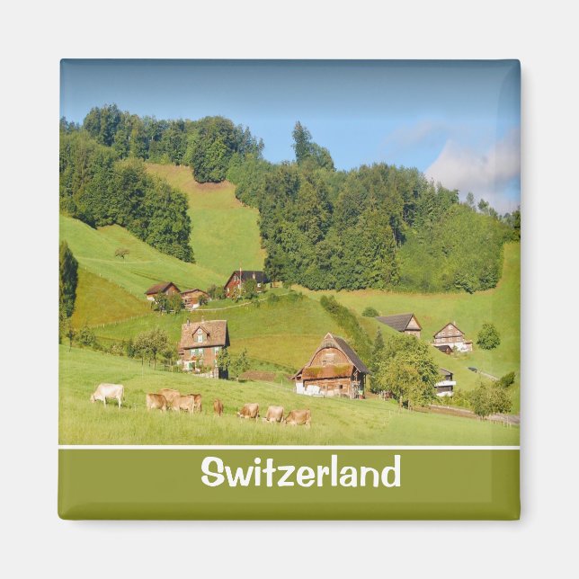 Imán Paisaje veraniego en Suiza (Frente)