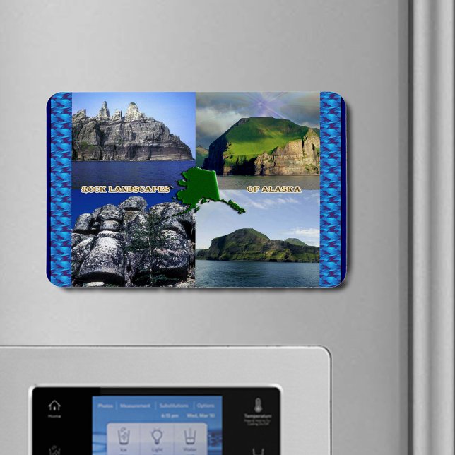 Imán Paisajes rocosos del poblado de Alaska (Rock Landscapes of Alaska Collage Flexible Magnet)