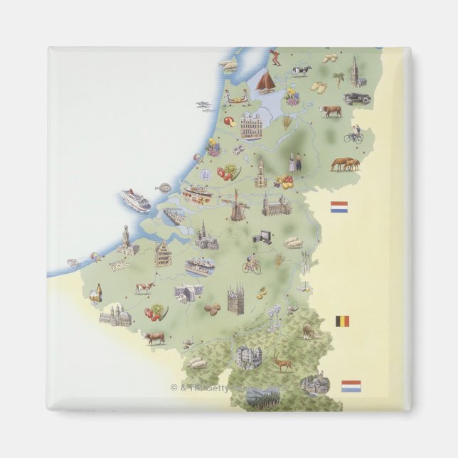 Imán Países Bajos, mapa que muestra las características (Frente)