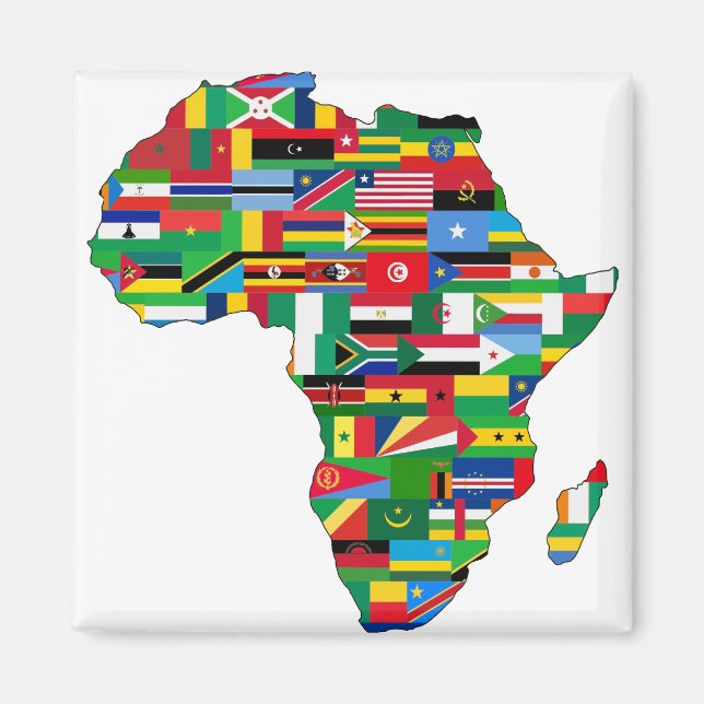 Imán Países del continente africano: Mapa de bandera de (Frente)