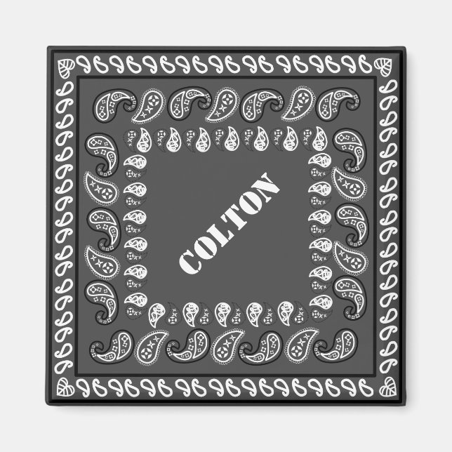 Imán Paisley Bandana Occidental Gris Carbón Personaliza (Frente)