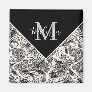 Imán Paisley en blanco y negro