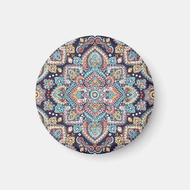 Imán Paisley indio: Patrón de Mandala étnica (Frente)
