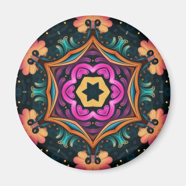 Imán Paisley Rosa Floral Flowe 6a4 (Frente)