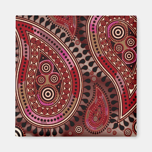 Imán "Paisley Supreme" rojo oscuro por Cheryl Daniels (Frente)