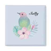 Pájaro acuarela y flor