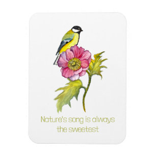 Imán Pájaro acuarela y flor