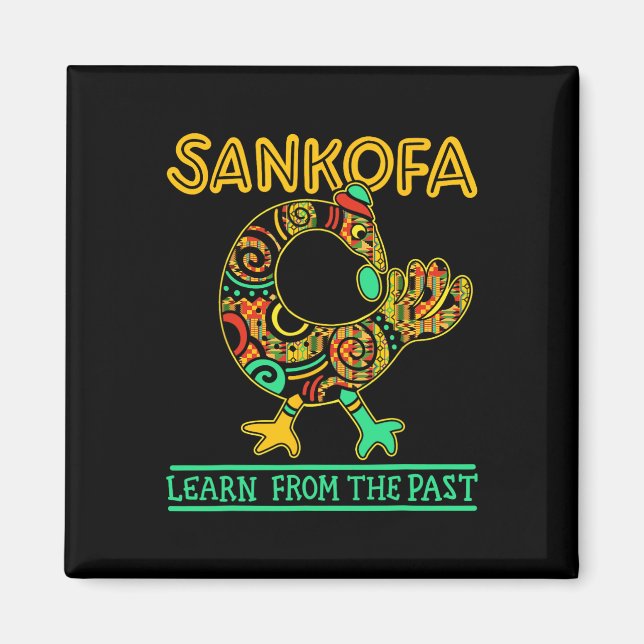 Imán Pájaro africano Sankofa Mes de la Historia Negra J (Frente)