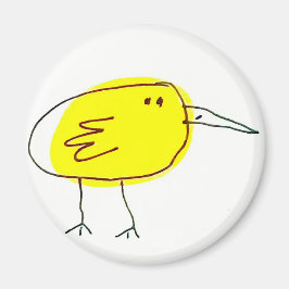 Imán Pájaro Amarillo Divertido Doodle