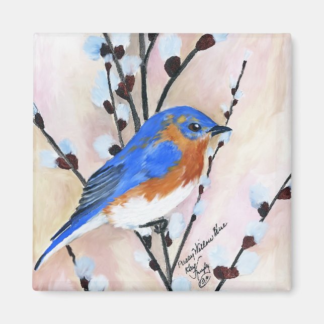 Imán pájaro azul (Frente)