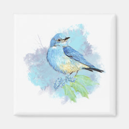 Imán Pájaro azul acuarela arte de jardín azul bonito