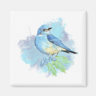 Imán Pájaro azul acuarela arte de jardín azul bonito