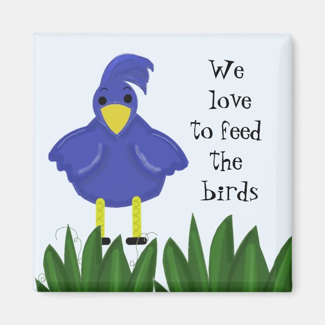 Imán Pájaro Azul con Frase Adorable (Frente)