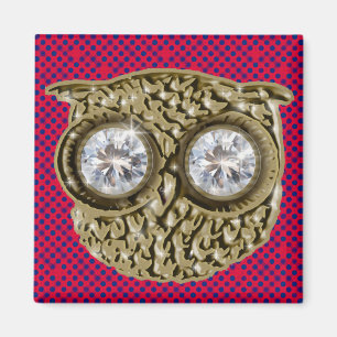 Imán pájaro búho. ojos de diamante