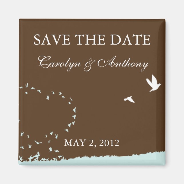 Imán Pájaro de amor azul SAVE THE DATE Magnet (Frente)