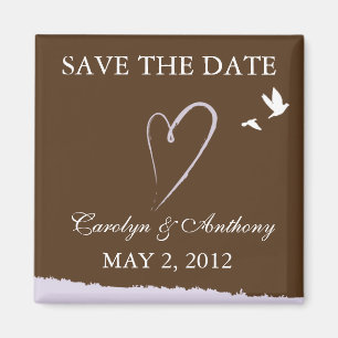 Imán Pájaro de amor púrpura SAVE THE DATE Magnet