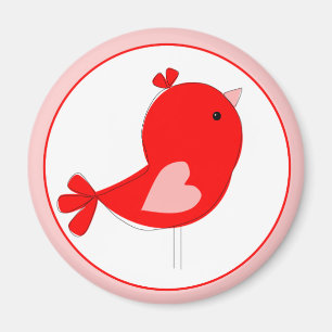 Imán Pájaro de bebé con el corazón rosado