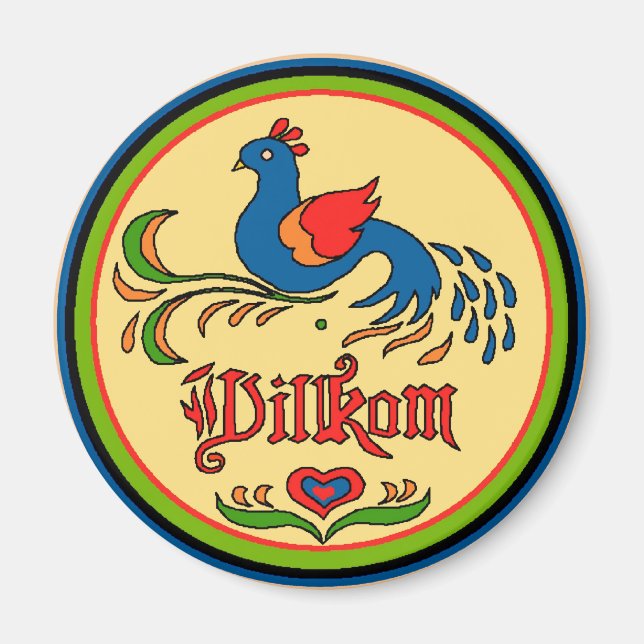 Imán Pájaro de bienvenida de Rótulo hexagonal (Frente)