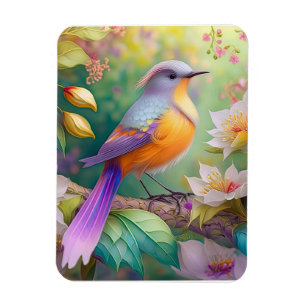 Imán Pájaro de fantasía de cabeza lavanda y pecho naran