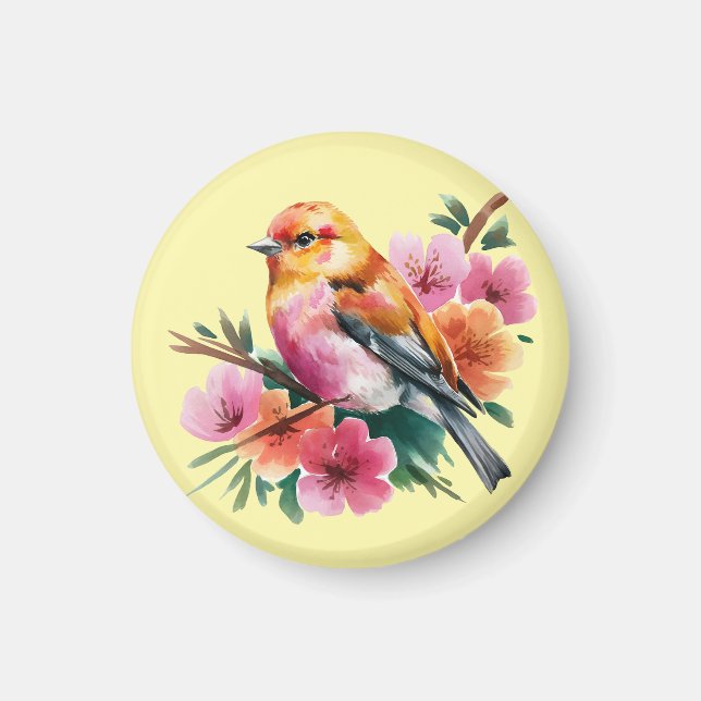 Imán Pájaro de Flor Rosa (Frente)