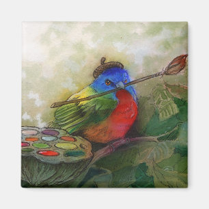 Imán Pájaro de golpe ligero pintado pintor