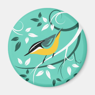 Imán Pájaro De Nuthatch En Árbol