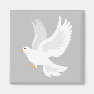 Imán Pájaro de paloma blanco en gris