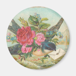 Imán Pájaro del vintage que entrega una letra