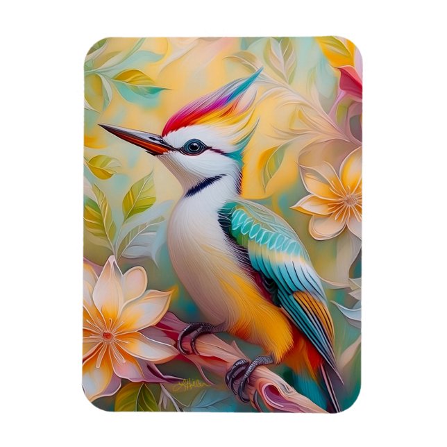 Imán Pájaro Fantasía Carpintero Arcoíris Juvenil (Vertical)