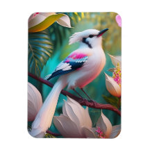 Pájaro Fantasía de Cresta Blanca y Pecho Rosado