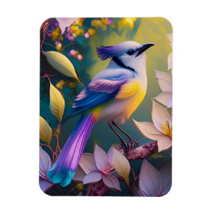 Imán Pájaro Fantasía de Pecho Amarillo con Cresta Viole