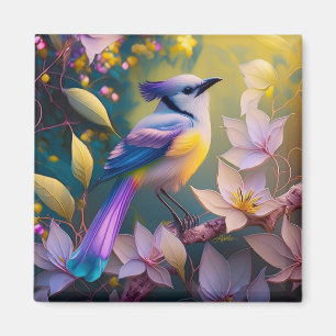 Imán Pájaro Fantasía de Pecho Amarillo con Cresta Viole