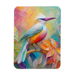 Imán Pájaro Fantasía de Pecho Rojo y Pico Rosa