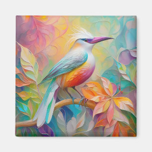 Imán Pájaro Fantástico de Pecho Rojo y Pico Rosa