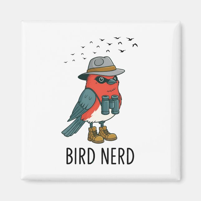 Imán Pájaro Nerd Funny Bird Mirando Aves Aves Lover (Frente)