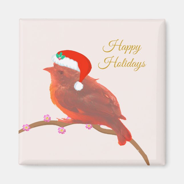 Imán pájaro pequeño y lindo de Navidad (Frente)