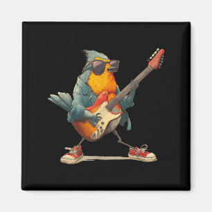 Imán Pájaro Robin Impresionante Con Guitarra Eléctrica