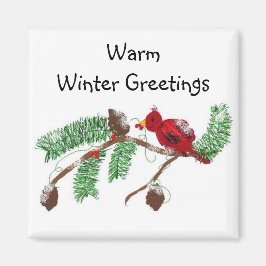 Imán Pájaro rojo en una rama